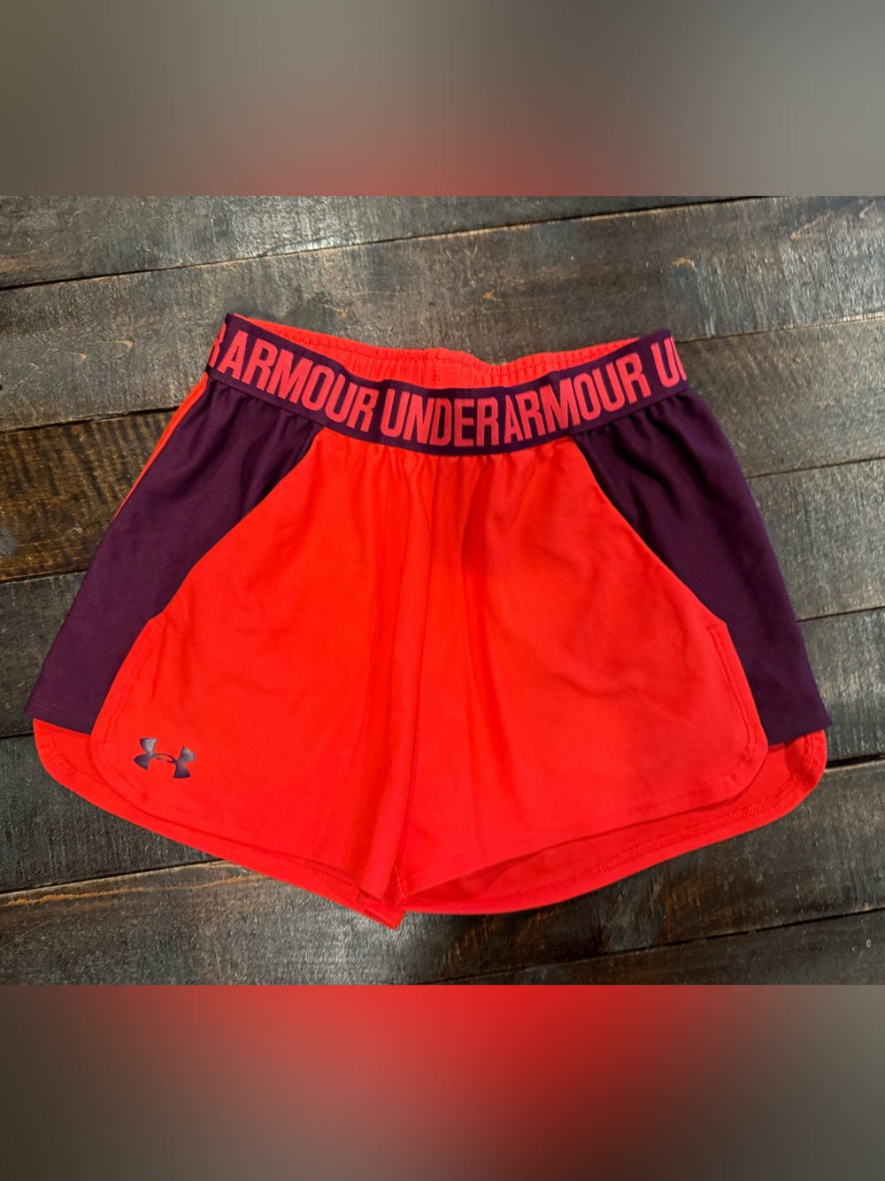 Under Armour Women's Orange & maroon Training Shorts xsmall